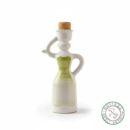 Bomboniera Dama Oliera Ceramica Personalizzata Fascia Pennellata Verde 200ml