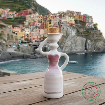 bomboniera dama oliera ceramica personalizzata fascia pennellata viola