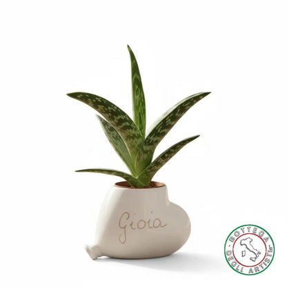 Bomboniera Porta Piantina Ceramica Personalizzata Graffito Emozioni Gioia