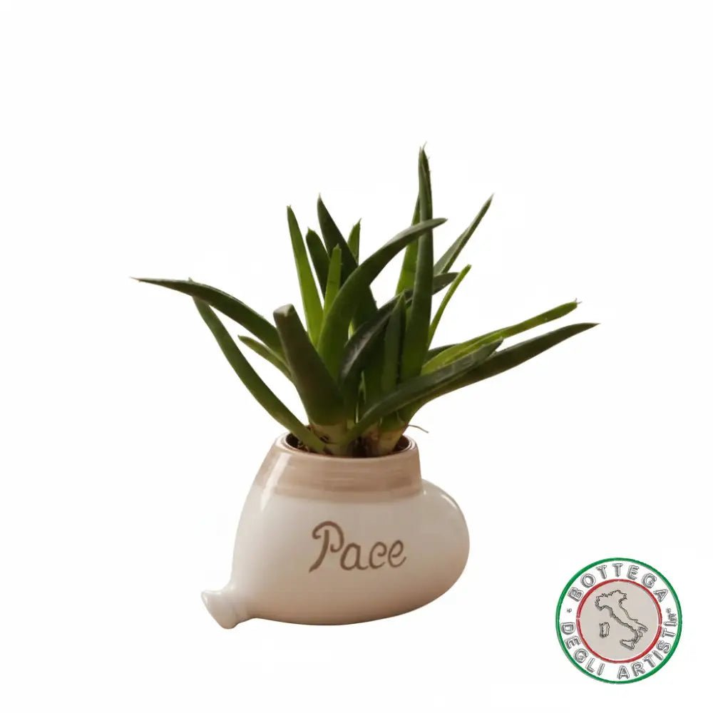 Bomboniera Porta Piantina Ceramica Personalizzata Pennellato Tortora