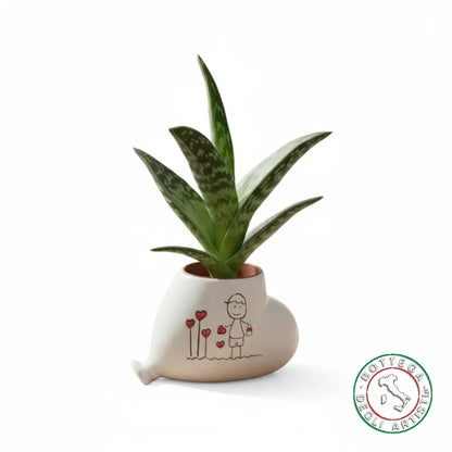 Bomboniera Porta Piantina Ceramica Personalizzata Pupazzi Bimbo