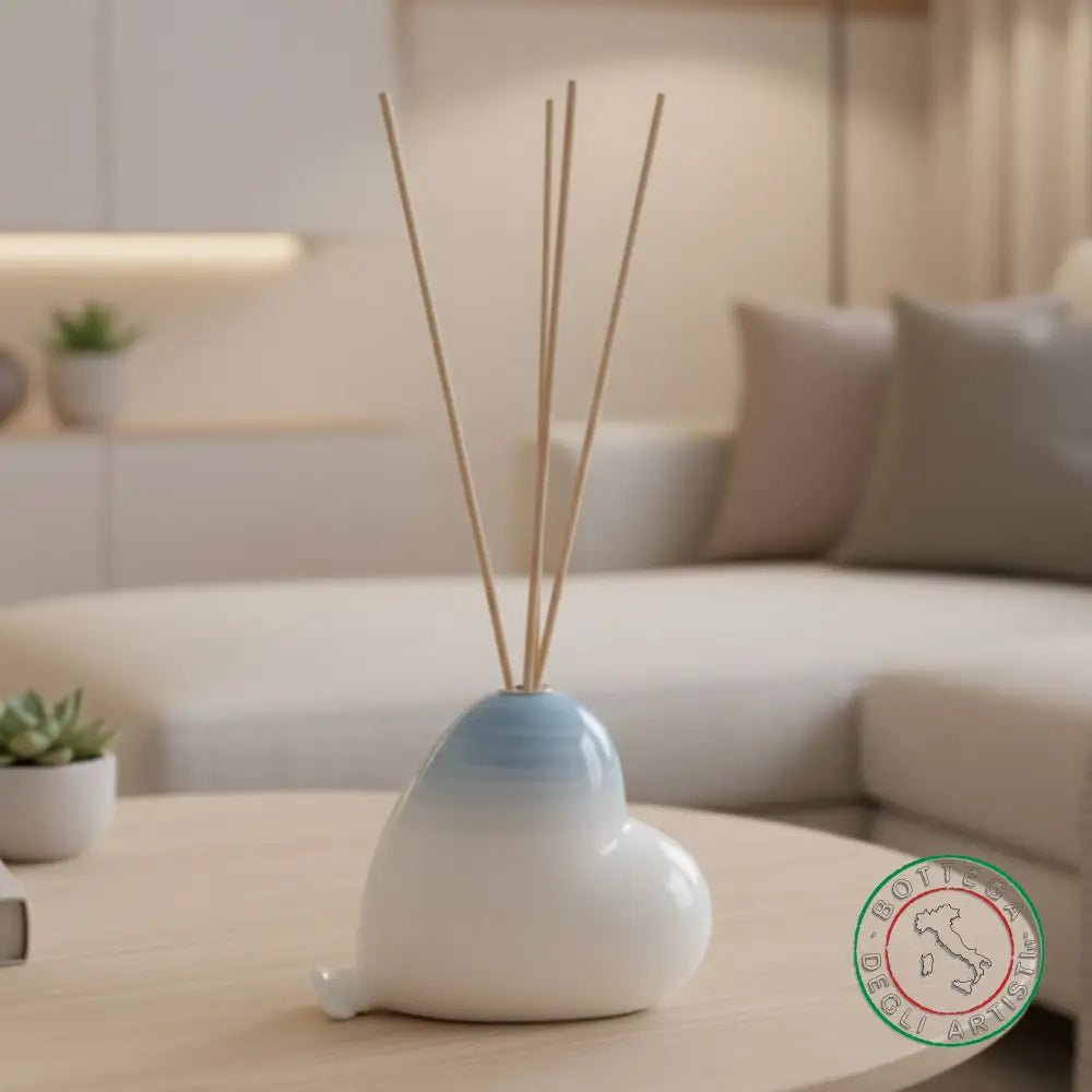 bomboniera profumatore ceramica personalizzata pennellata turchese